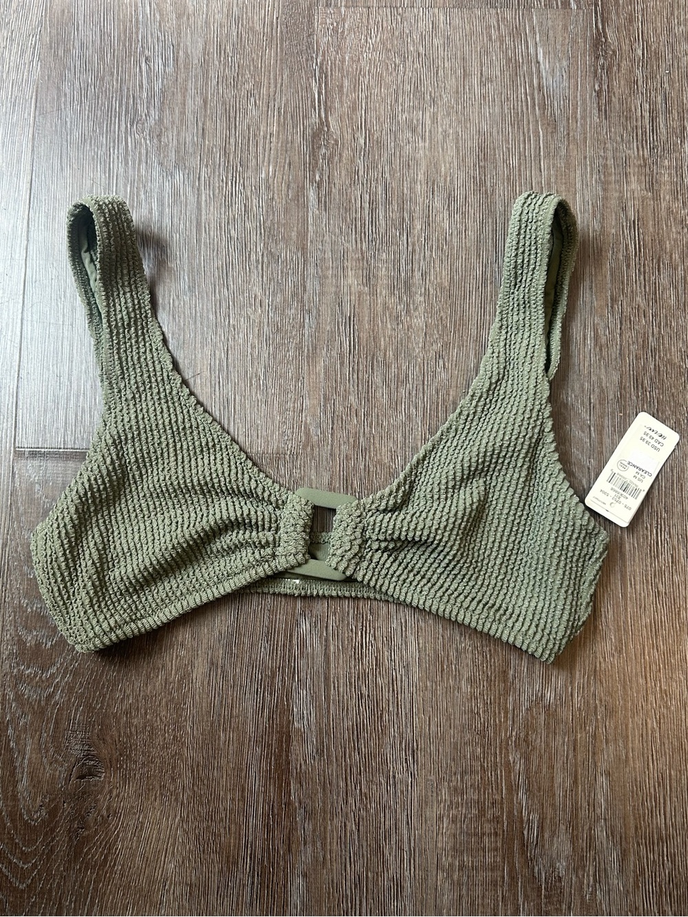 aerie Olive Textured Knot Front Bikini Top
